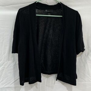 Lane Bryant Black Short-Sleeve Open Cardigan